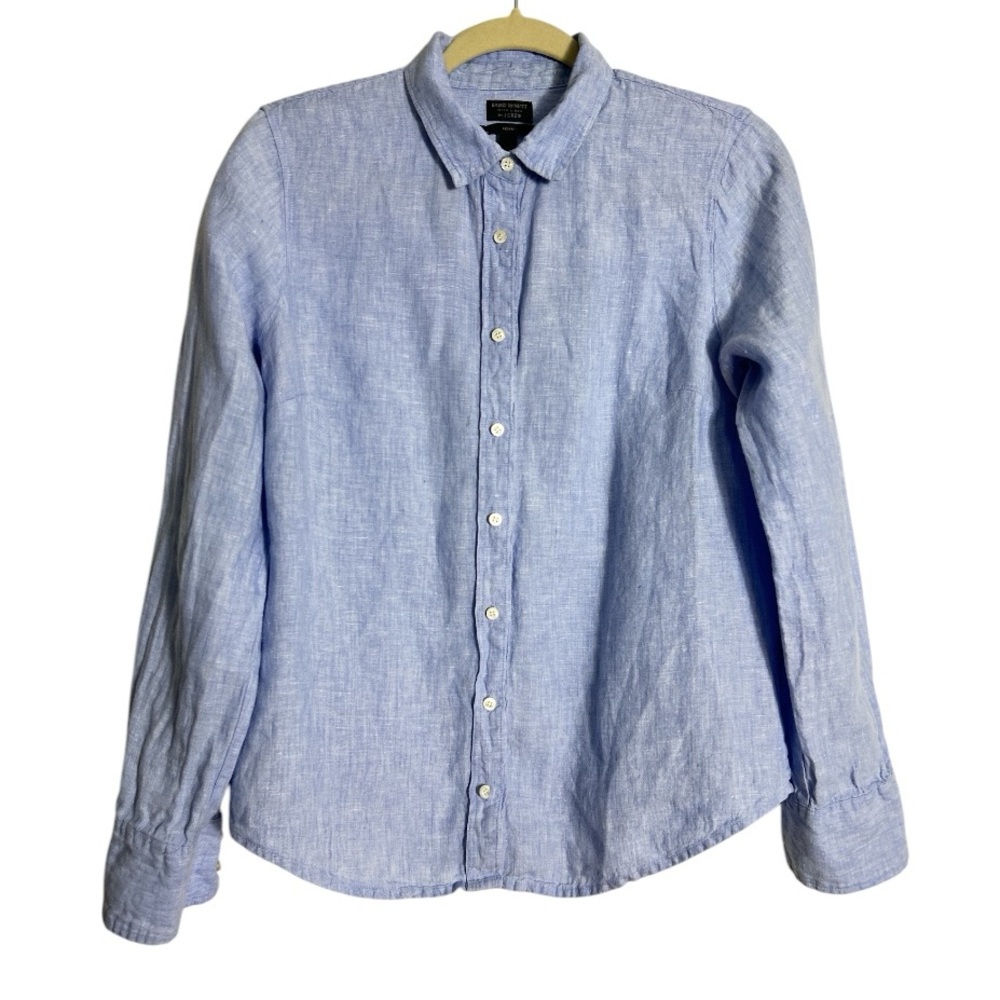 Baird McNutt x J Crew Irish Linen Blue Perfect Shirt Size 10